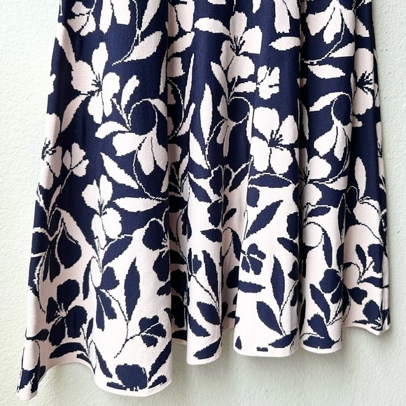 Eliza J Navy and Pink Floral Fit and Flare Knit Sweater Dress Sz S - Picture 7 of 15